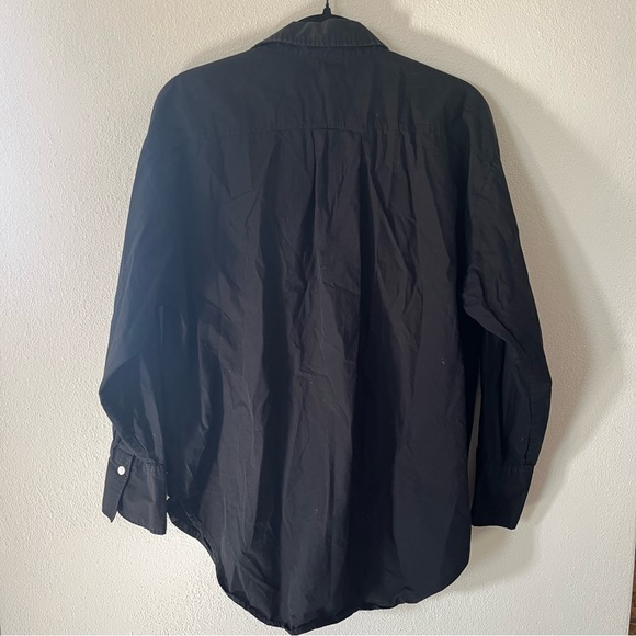 H&M Oversized Women’s Long Sleeve Black Collared Button Down Small - Picture 3 of 4